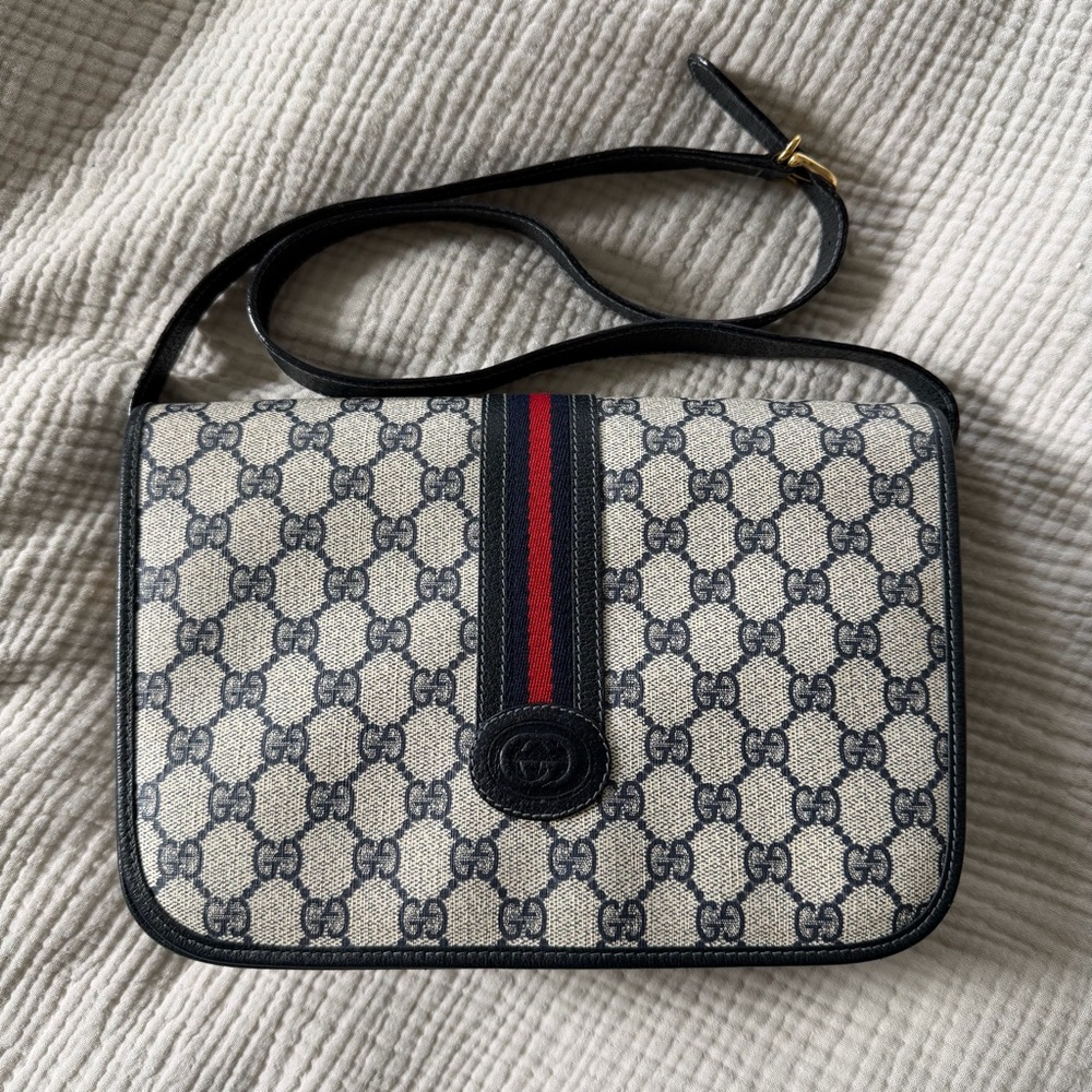 Gucci Monogram Flap Shoulder Crossbody Bag